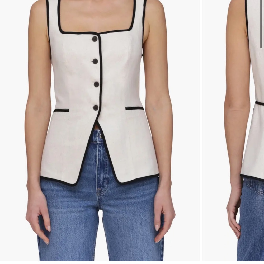 Bagatelle White and Black Trim Women's Top